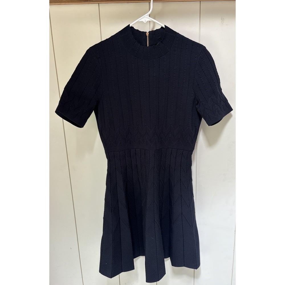 Maje Paris Navy Knit Dress Size 40 Dark Academia Date Night Preppy Old Money